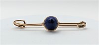 Antique 14K Gold Lapis Lazuli Brooch 2"+ Unique