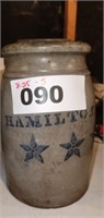 8.25 X 5 HAMILTON & JONES STONE JAR 3 STENCILED