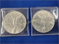 (2) 1 OZ SILVER LIBERTADS 2013 AND 2015