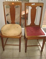 Three Oak Straightback Chairs *1 Needs Seat Redone