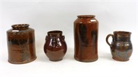 (4) redware items. Early 19th century. To