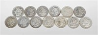 13 MORGAN DOLLARS - 1878 to 1900-O