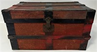 SWEET ANTIQUE DOLL CHEST W METAL STRAPS