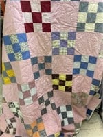 Antique Hand Quilted Quilt. About 65” x 82”.  No
