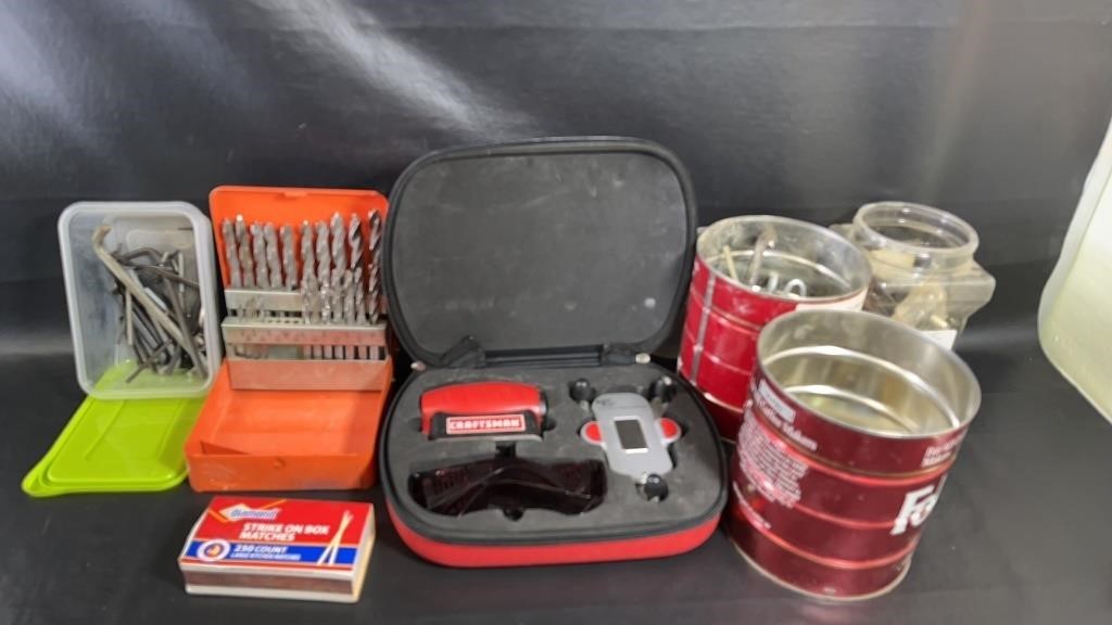 Craftsman laser trac set, hex tools, drill bits,
