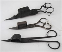 LOT OF THREE 19TH C. CANDLE WICK TRIMMERS