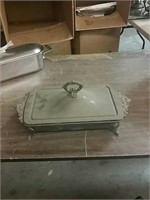 Silver plated casserole with glass insert