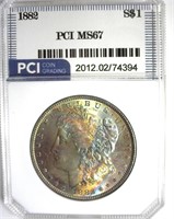 1882 Morgan MS67 Rainbow LISTS $20000