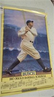 1987 Orioles schedule w/ Babe Ruth poster