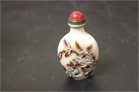 A Chinese Peking Glass Overlay Snuff Bottle