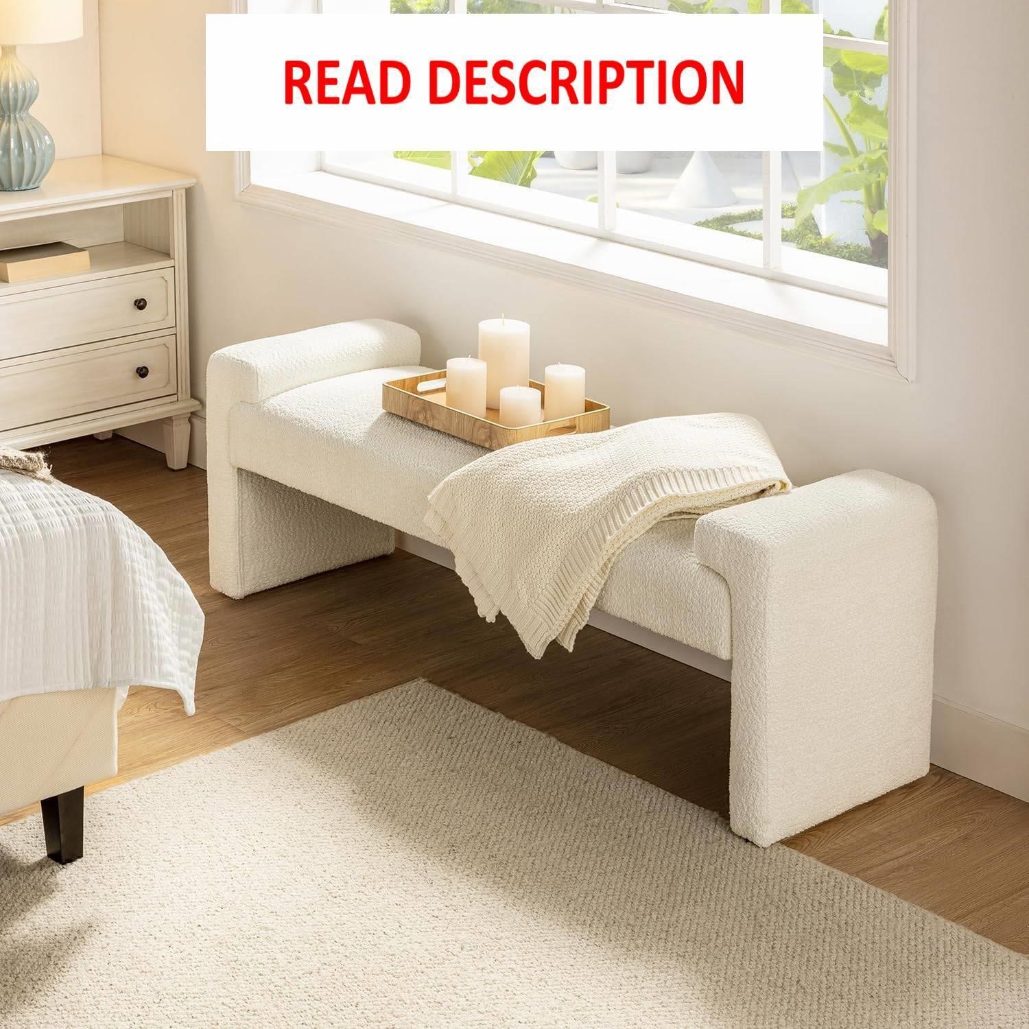 HULALA HOME 45 End of Bed Bench  Ivory