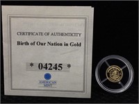 14K US Gold Mini Coin in Case with Info - 1/2