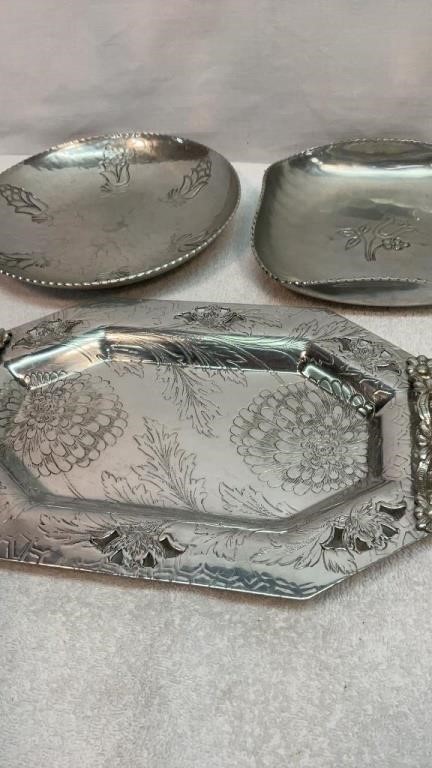 Aluminum bowls and serving tray