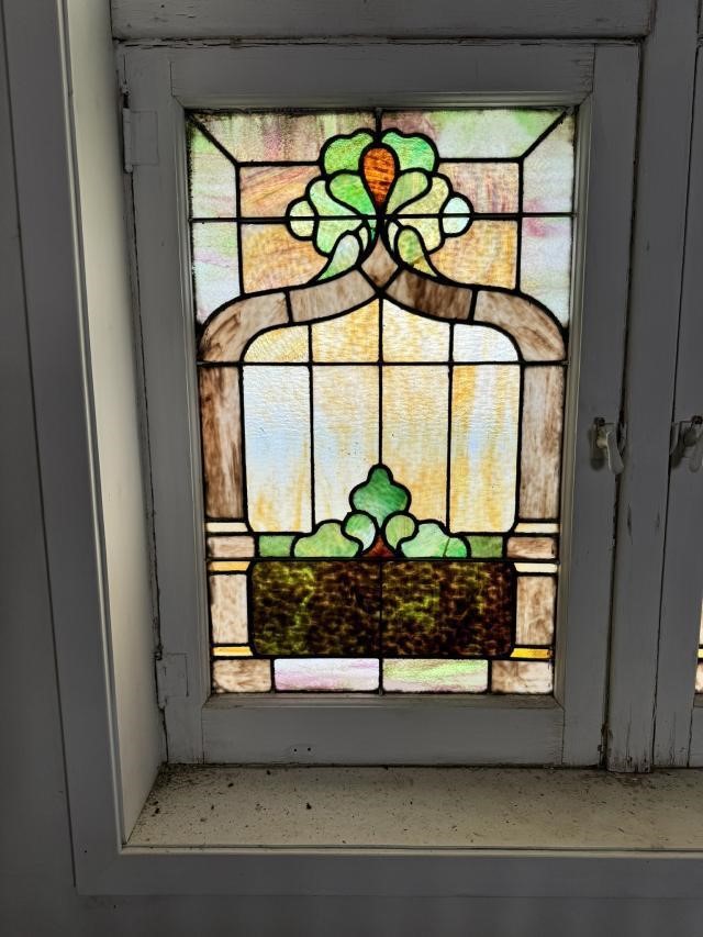 Vintage Stained Glass Window 39x25