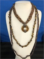 Get one with the Earth -3 Necklaces-Tigers eye+