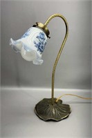 17” brass waterlily desk lamp