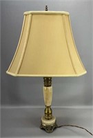 Vintage mid century marble & brass 27” table lamp