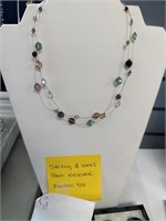 Sterling and glass bead necklace marked .925.