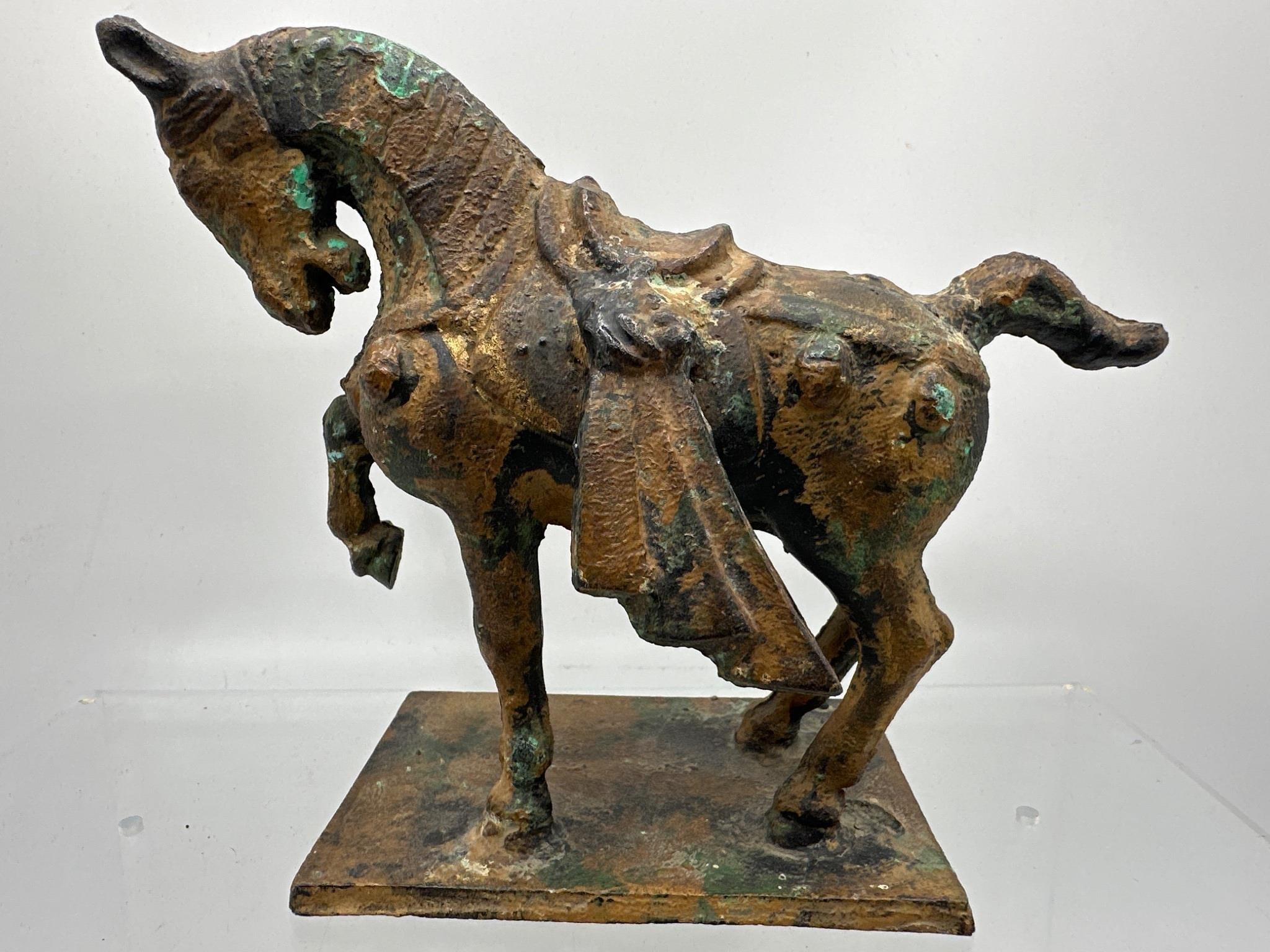 Cast-iron Asian war horse statue