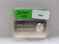 1oz .999 Silver Johnson Art Bar