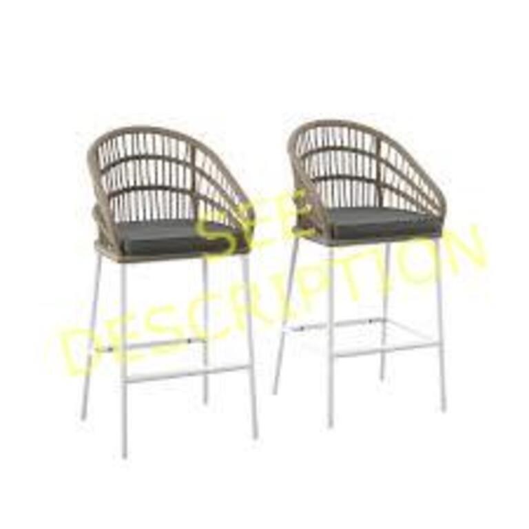 Saverndon Outdoor Slatted Bar & 2 Rattan Bar Stool