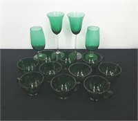 Group of green stemware and cups