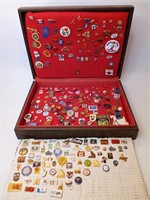 Large Collection of Pins in Wooden Case