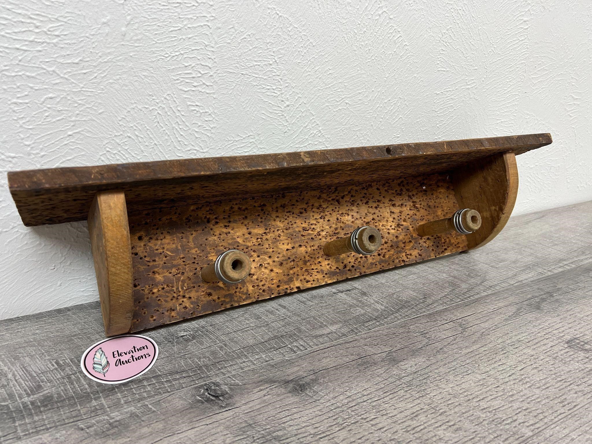 Rustic Wooden Coat Hooks and Shelf 24 in long