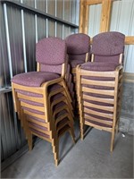 23 Stacking, Wooden, Padded Chairs