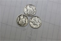 Lot of 3 Mercury Dimes