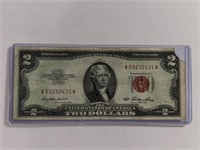 RARE 1953 US RED SEAL $2 BANKNOTE BILL