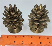 Set of Brass Pinecone Candle Holders