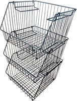 3 Tier Stackable Wire Basket Set + Bonus Mesh Bags