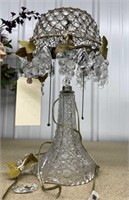 Glass Table Lamp w/Shade 17"