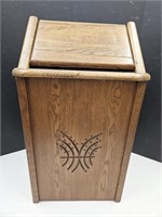 Nice Heavy Oak Wood Trash Can 16" X 29 "H