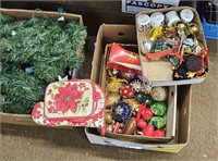 Christmas Lot Ornaments, Wrapping Paper Bin and