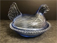 Blue Hen on a Nest Candy Dish (size is 6" across)