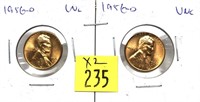 x2- 1956-D Lincoln cents, Unc. -x2 cents-Sold by