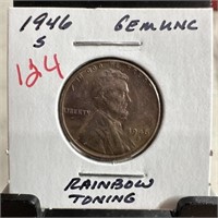 1946-S WHEAT PENNY CENT RAINBOW