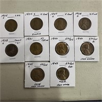 LOT OF 10 BETTER WHEAT PENNY CENTS