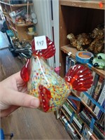 Art Glass Chicken Paper Weight