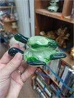 Art Glass Double Stacked Turtle Paper Weight