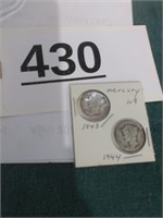 Mercury Dimes - 1943, 44