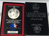 1984 S U S A Olympic Dollar .900 Silver Proof