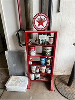 Texaco Display Shelf with Vintage Cans