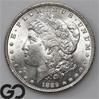 1889 Morgan Silver Dollar, Near Gem BU Bid: 93