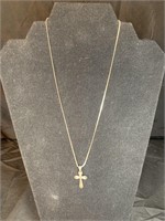 Marked Sterling Silver Cross & Chain