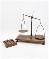 Antique Brass Pharmacy Scale w/ Weights