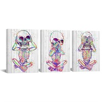 DuoBaorom Skull Canvas Print for Girls Gothic Wall