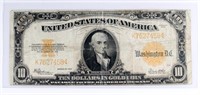 1922 LARGE US $10 GOLD CERTIFICATE NOTE